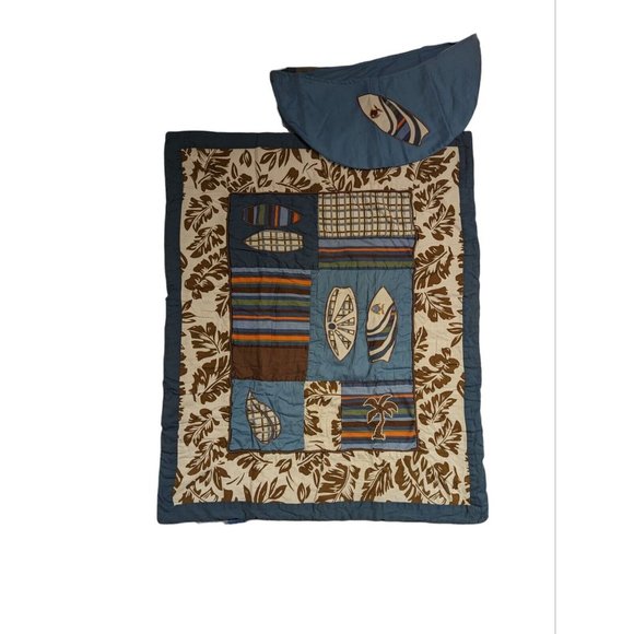 Baby Toddler 7 pc. Crib Bed Set Sweet Jojo Design Surf Blue Brown Beach Hawaiian - Picture 1 of 11